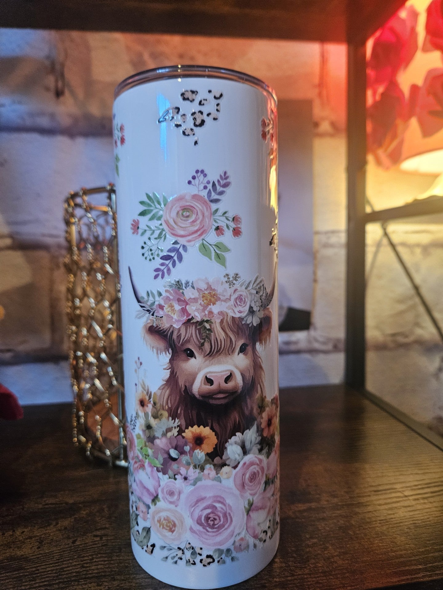Pre-Made 20oz Stainless Steel Tumbler- Pink Cow