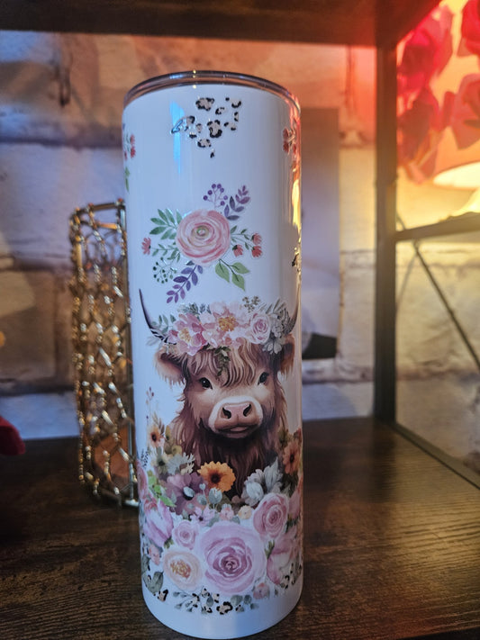Pre-Made 20oz Stainless Steel Tumbler- Pink Cow